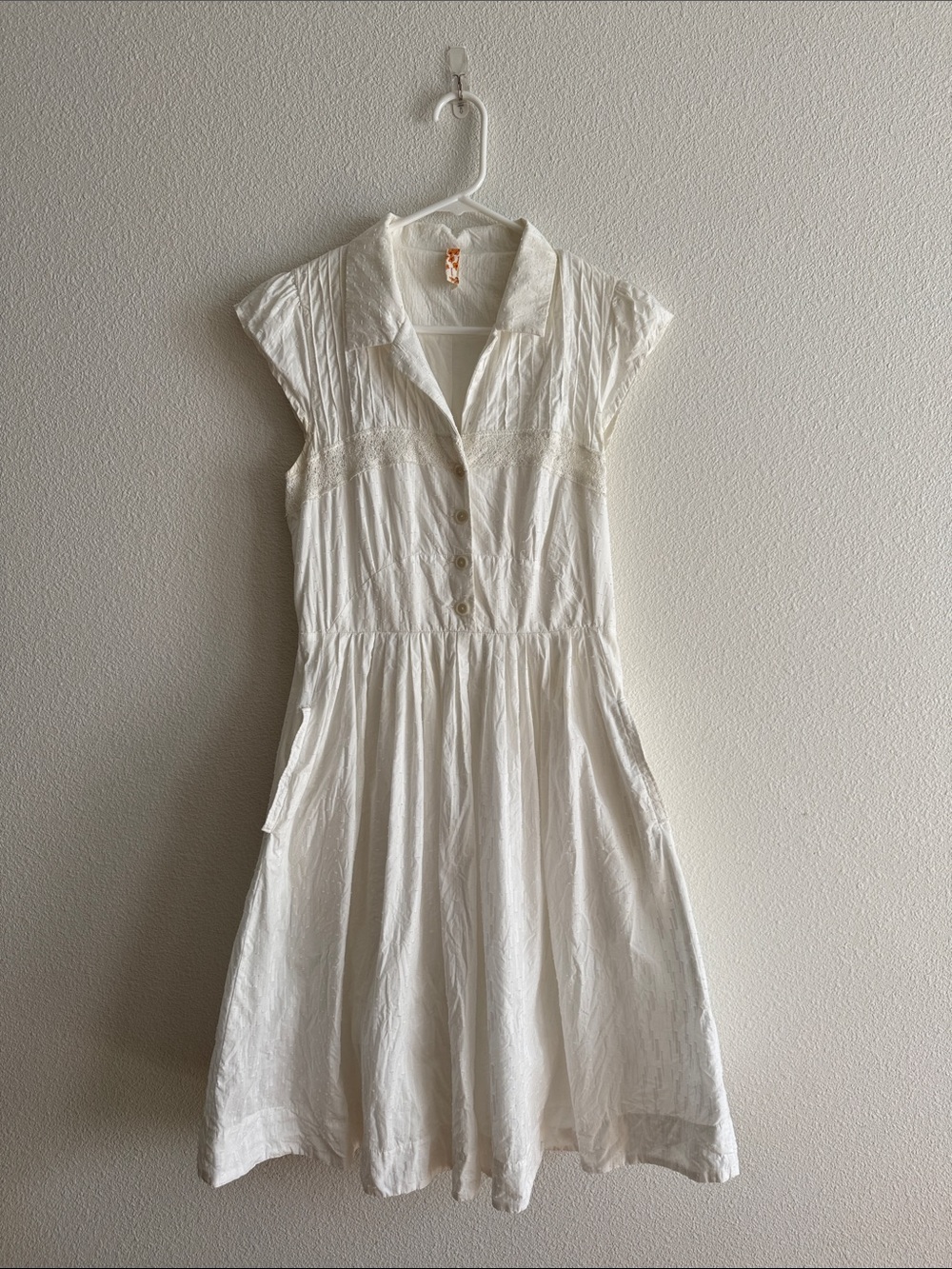 Maeve White Collared Button-Front Summer Dress